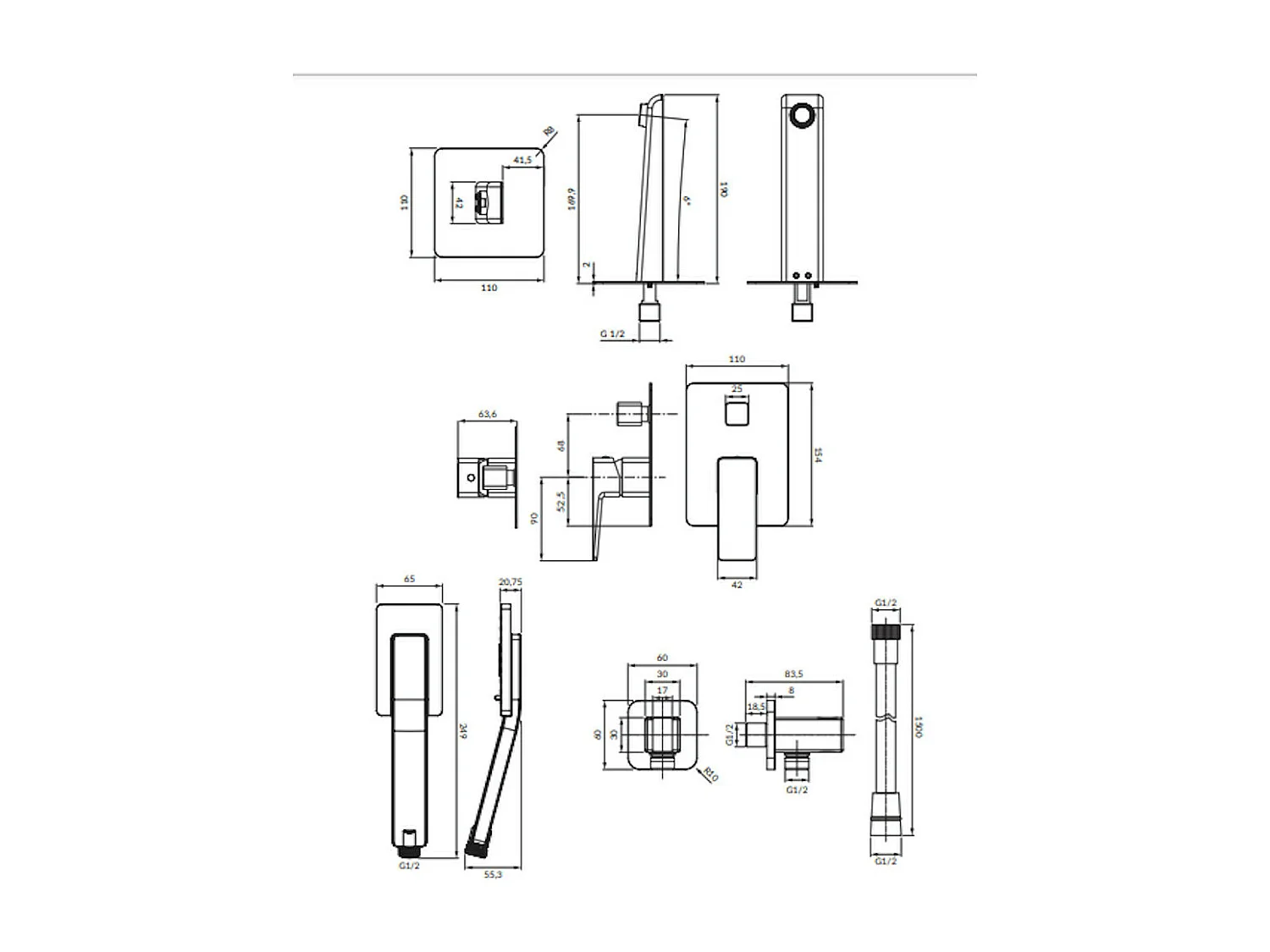 Mitigeur Mécanique De Baignoire  Parma Pour Installation Encastrée couleur : Chrome Blanc
