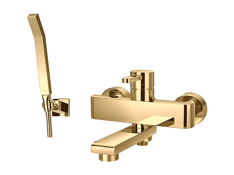 Mitigeur de baignoire avec set de douche en DARLING Couleur: or bec rabattable !