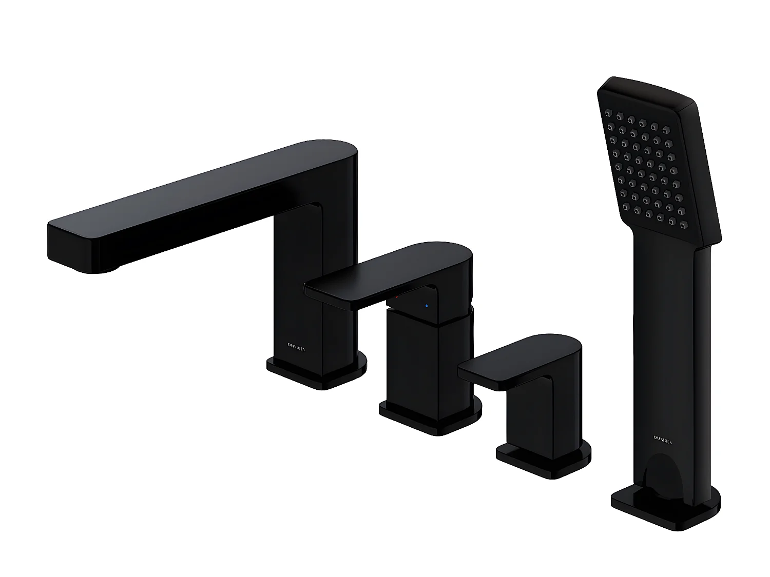 Mélangeur de bain 4 trous en BARETTI Couleur: noir mat