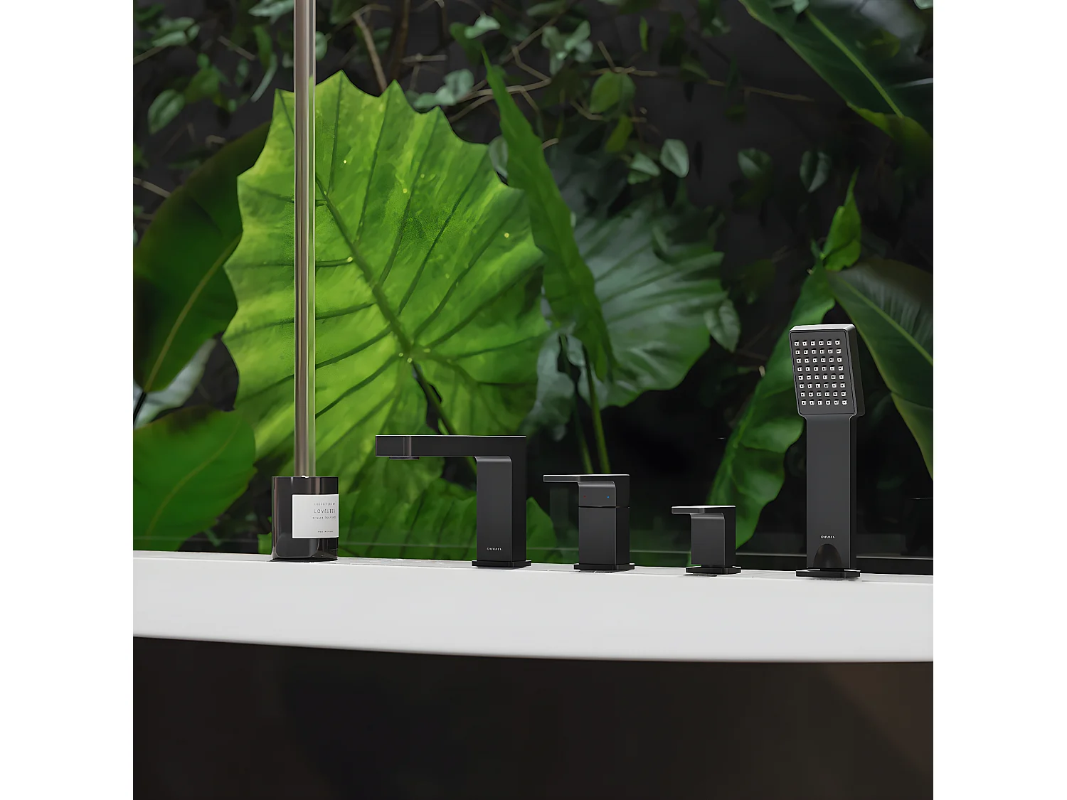 Mélangeur de bain 4 trous en BARETTI Couleur: noir mat