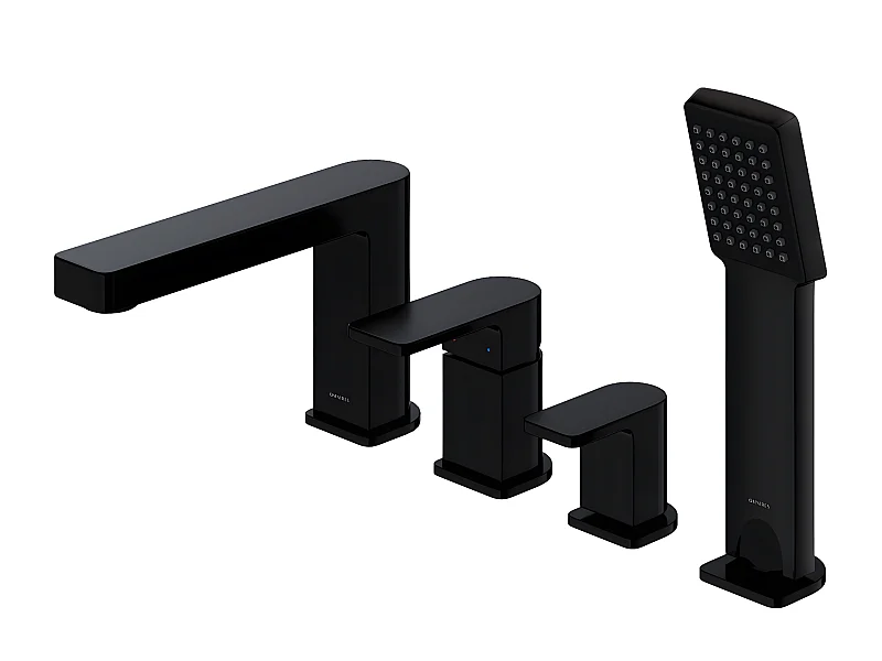 Mélangeur de bain 4 trous en BARETTI Couleur: noir mat