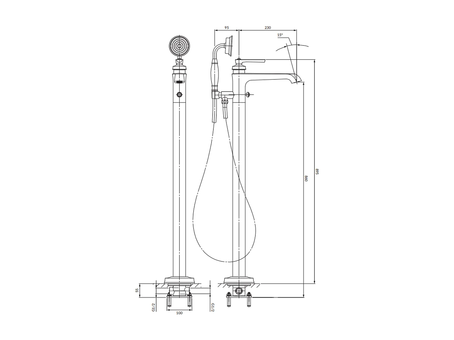 Robinet de baignoire autoportant ARMANCE Couleur: or