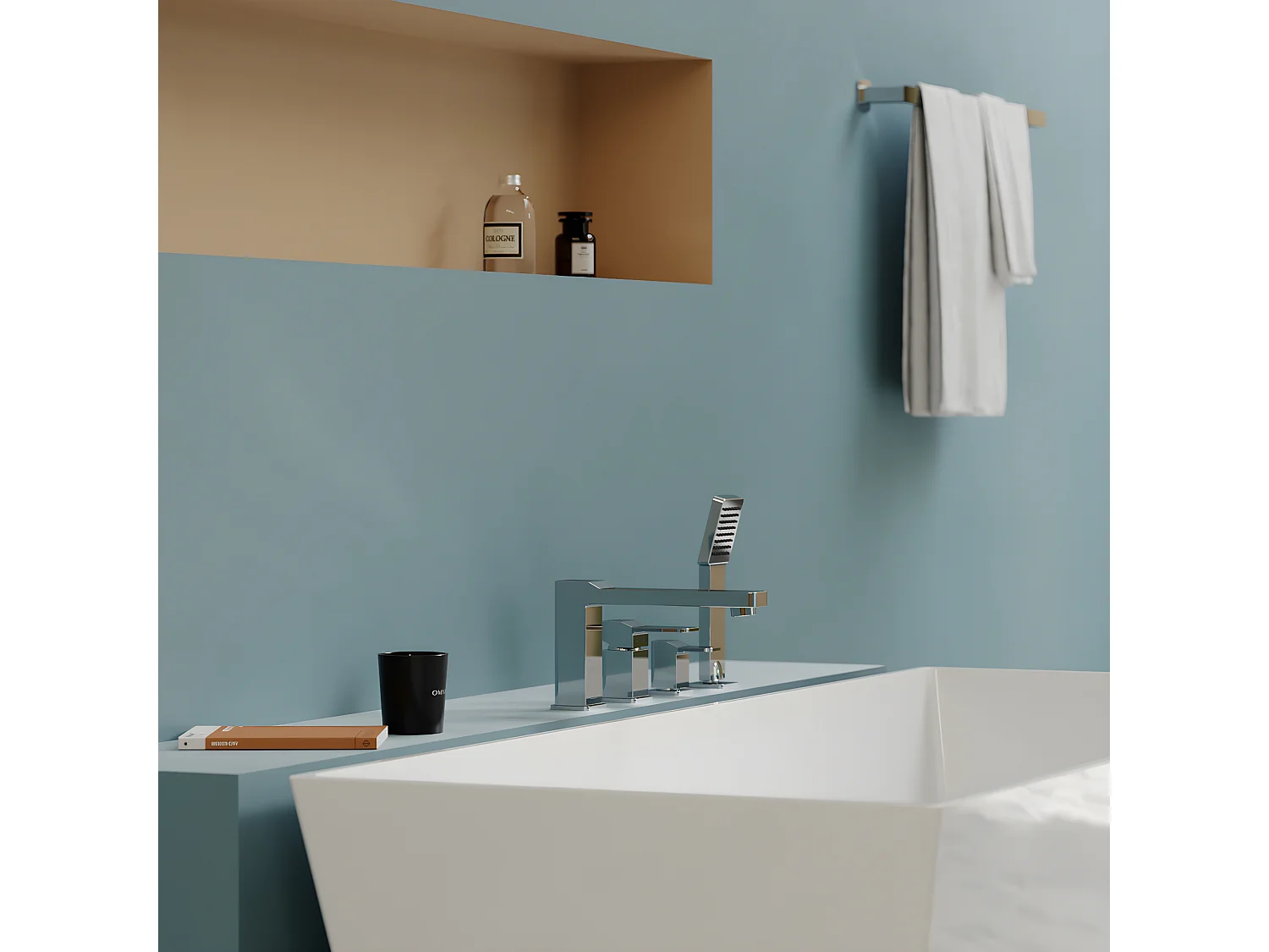 Mélangeur de bain 4 trous en SLIDE Couleur: chrome