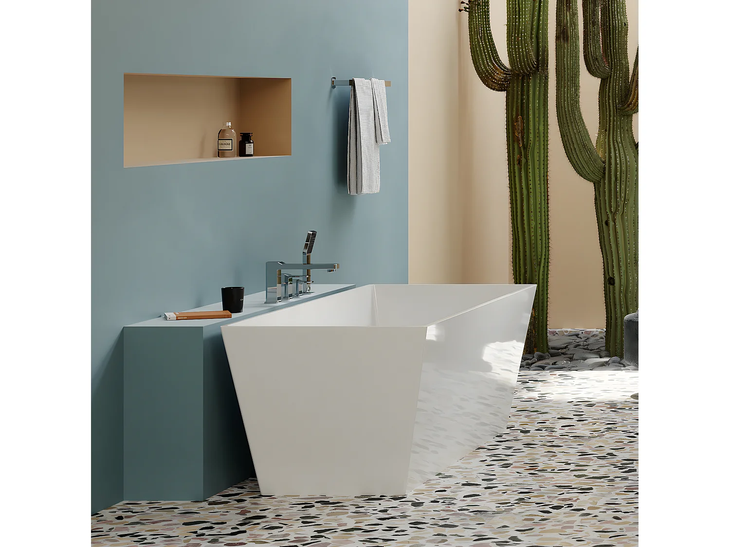 Mélangeur de bain 4 trous en SLIDE Couleur: chrome