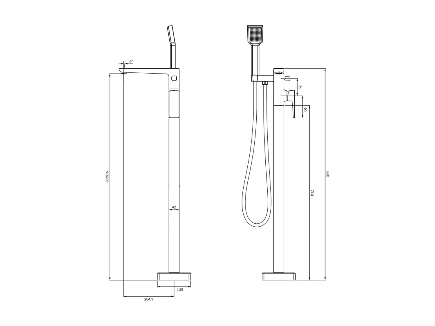 Mitigeur de baignoire îlot PARMA Couleur: chrome/blanc