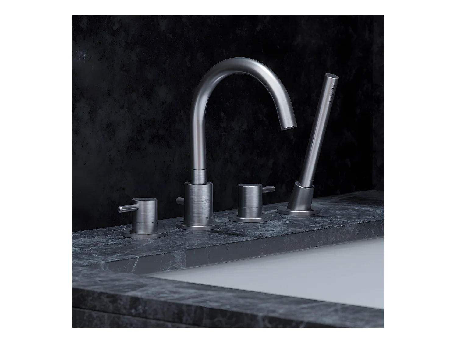 Mélangeur de bain 4 trous  Y Couleur: nickel
