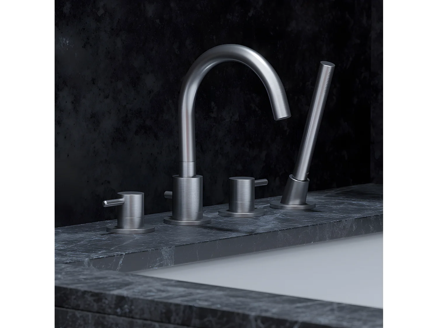 Mélangeur de bain 4 trous  Y Couleur: nickel