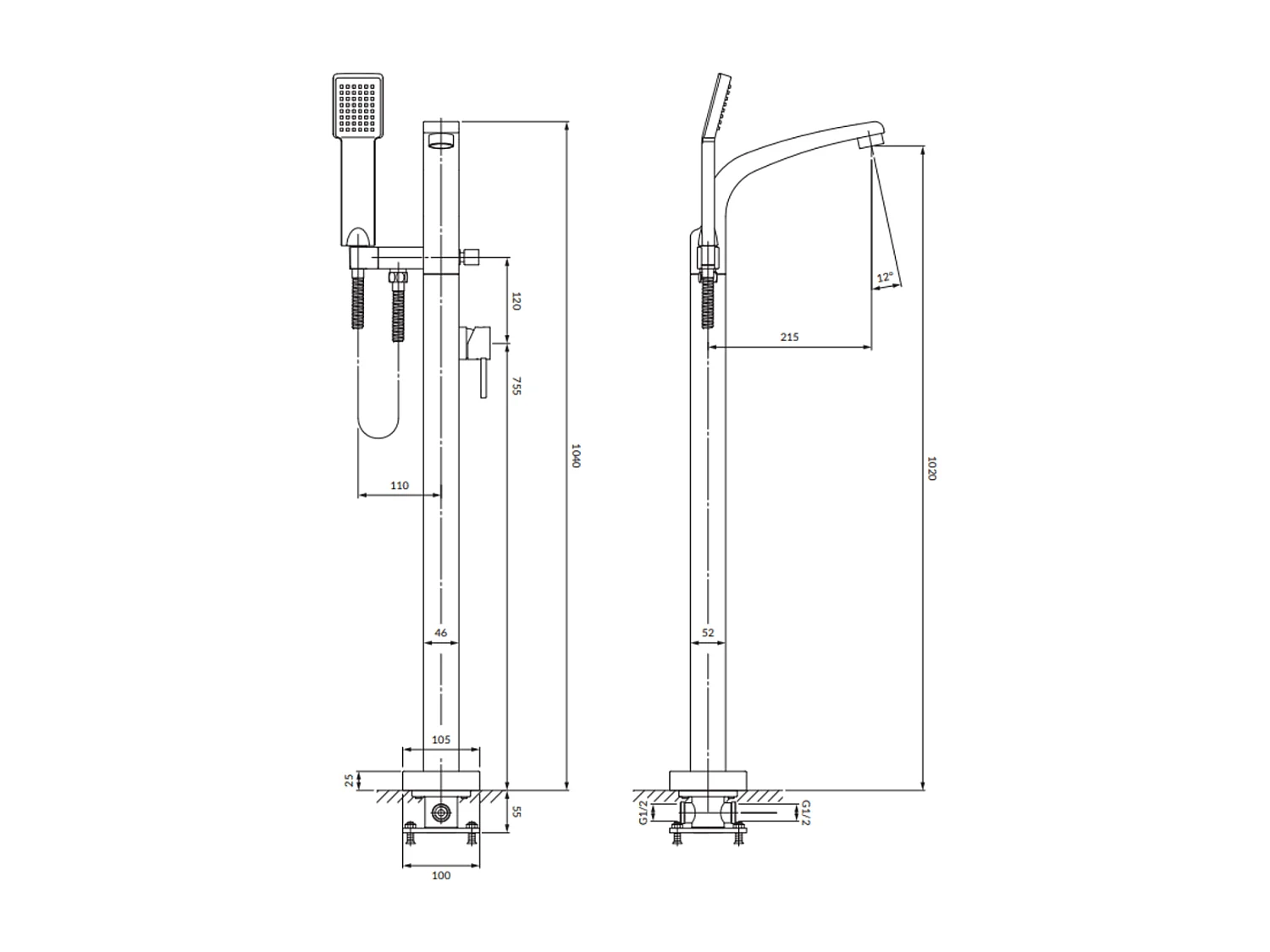 Robinet de baignoire îlot DARLING Couleur: chrome