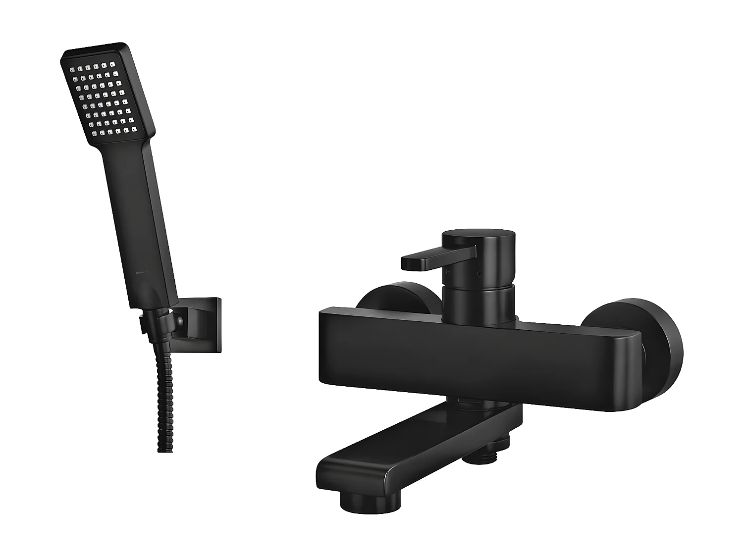 Mitigeur de baignoire avec set de douche DARLING Couleur: noir avec bec rabattable