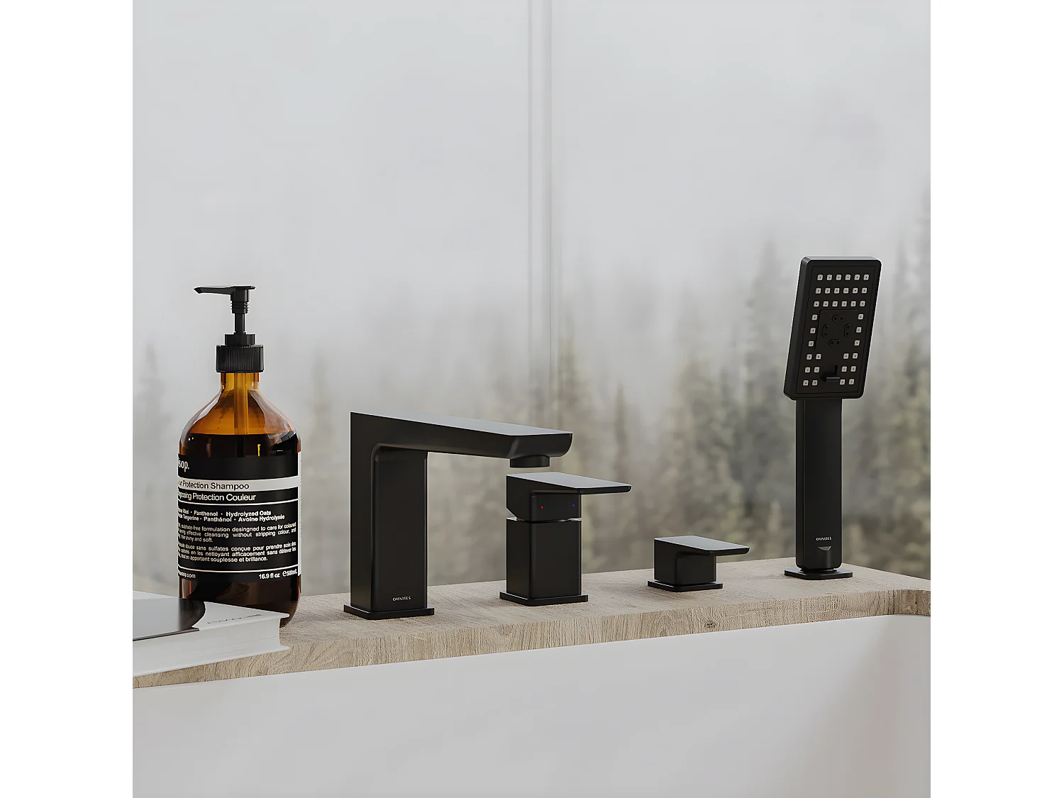 Mélangeur de bain 4-trous en PARMA Couleur: noir mat