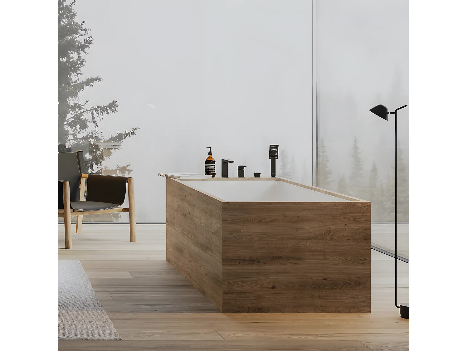 Mélangeur de bain 4-trous en PARMA Couleur: noir mat