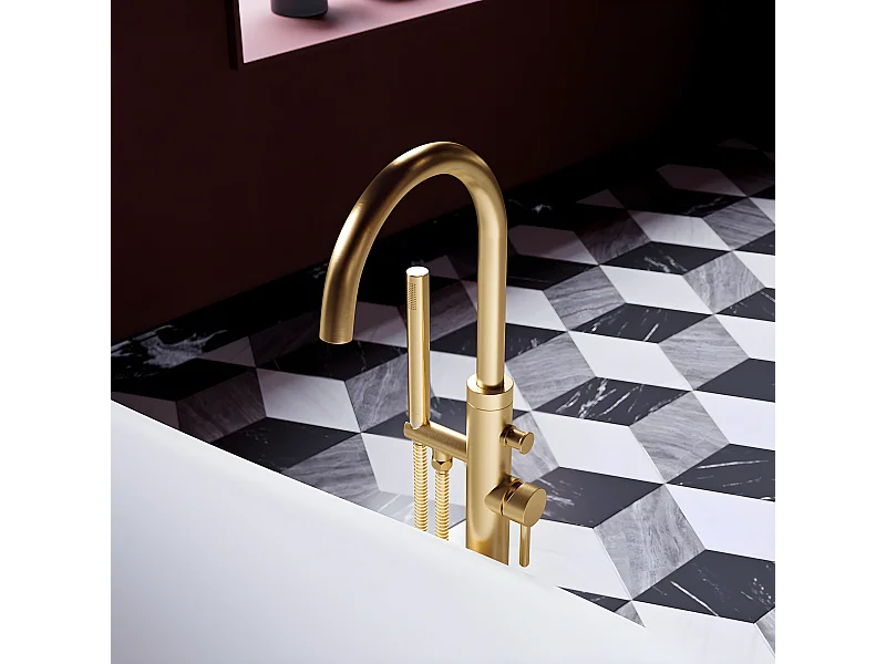 Robinet de baignoire îlot Y Couleur: or  brossé