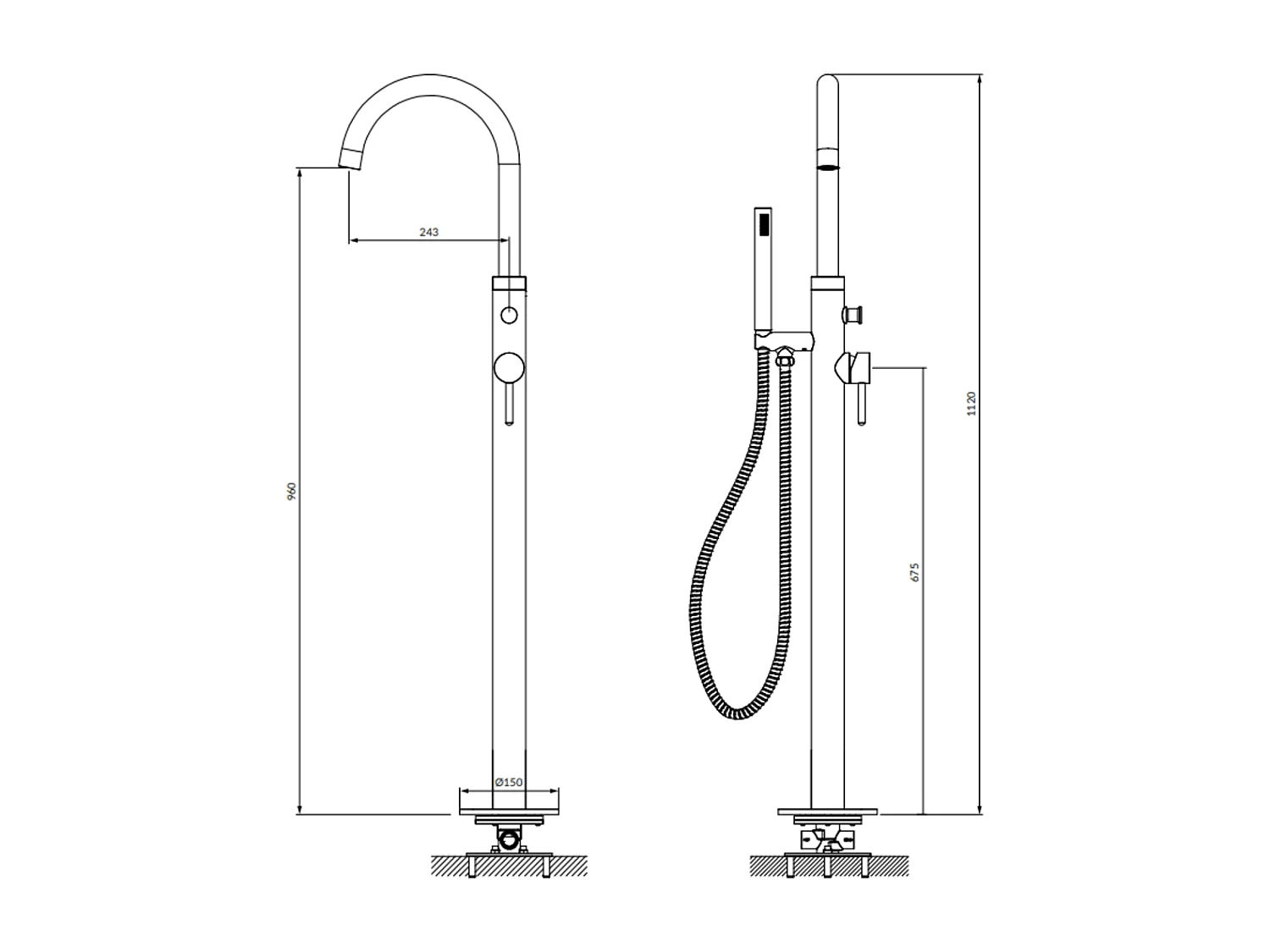 Robinet de baignoire îlot Y Couleur: or  brossé