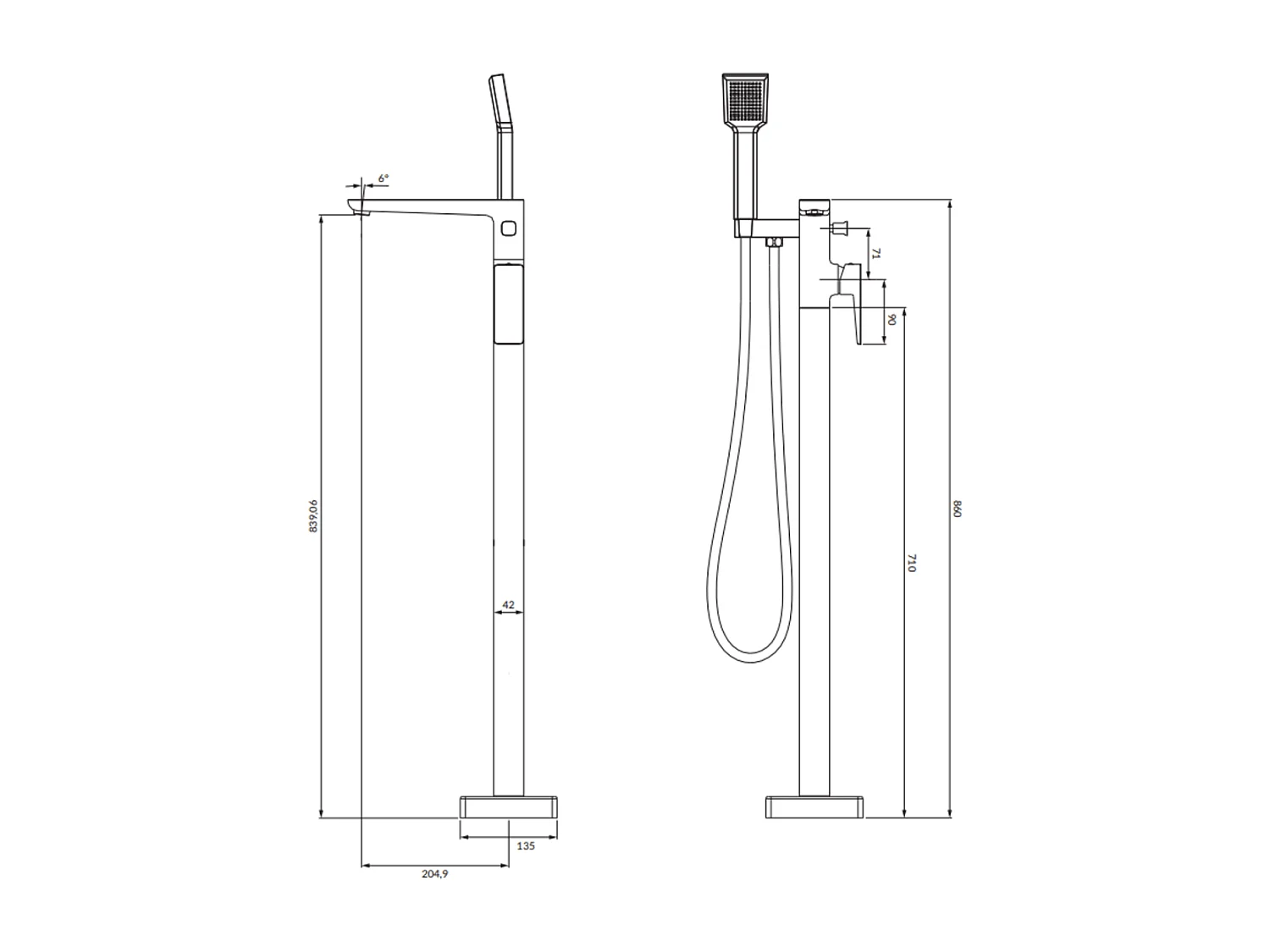 Robinet de baignoire îlot PARMA Couleur: graphite