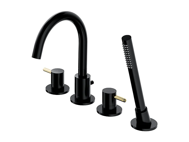 Mélangeur de bain 4 trous en Y Couleur: noir/or