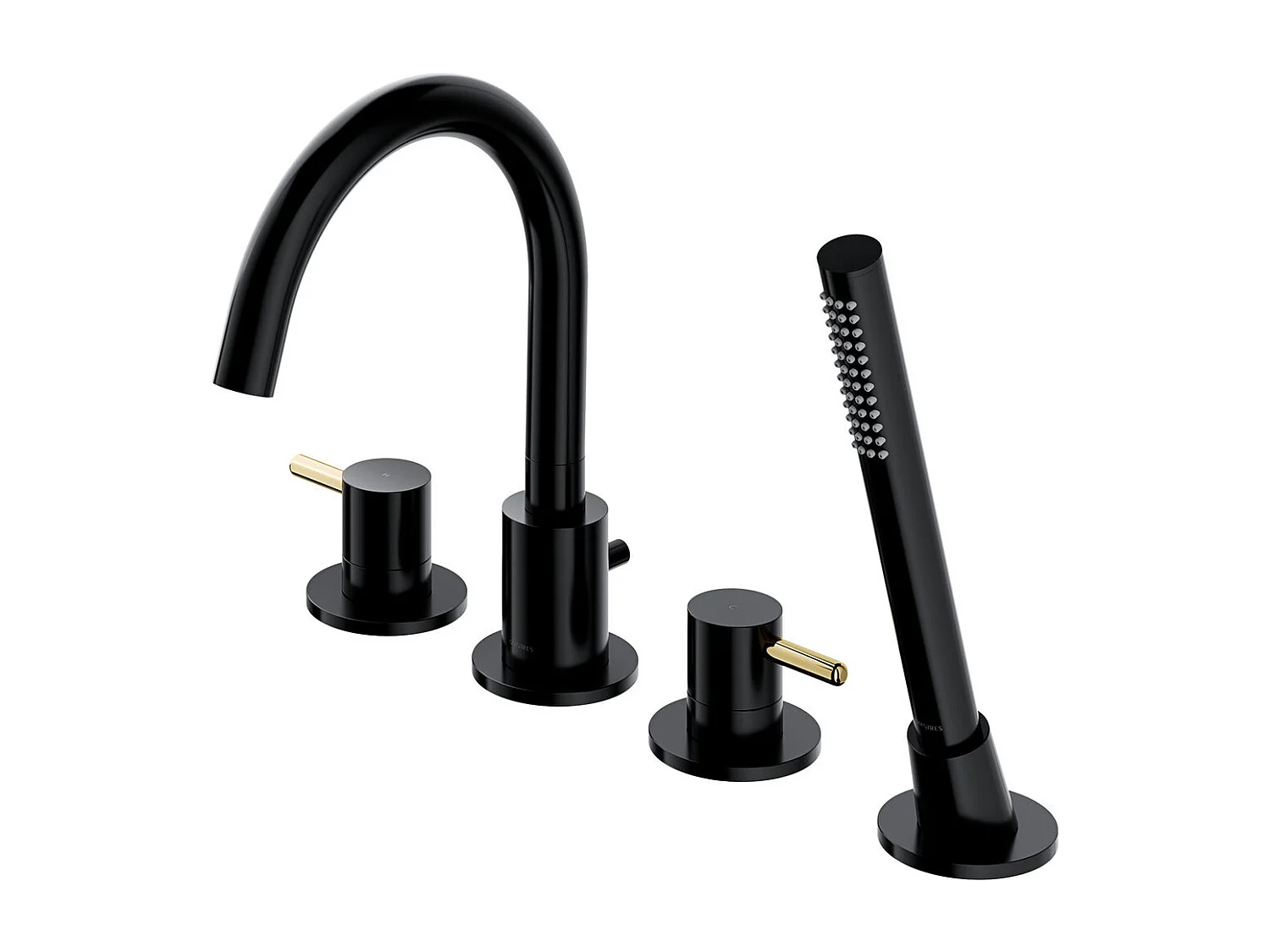 Mélangeur de bain 4 trous en Y Couleur: noir/or