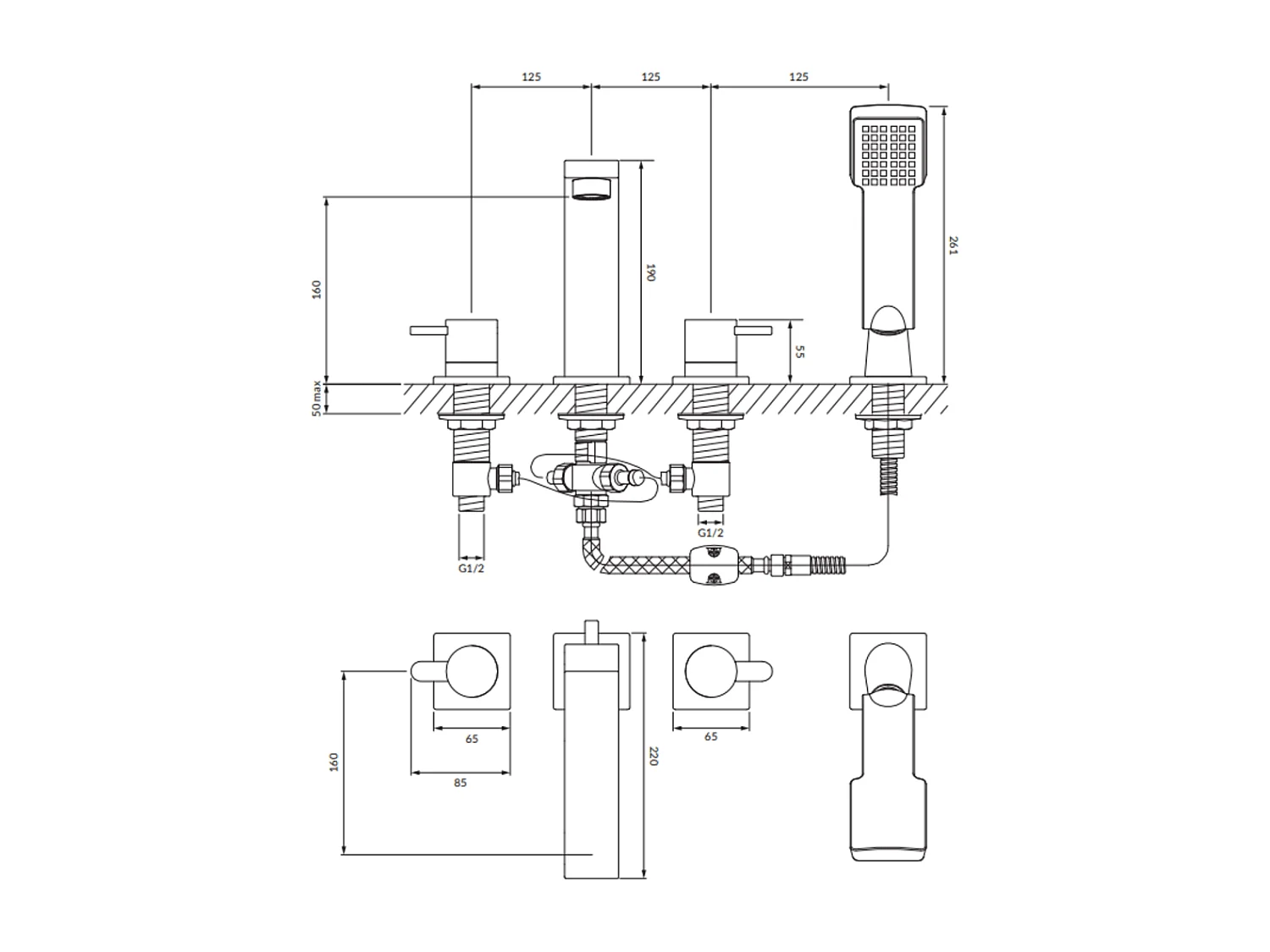 Mélangeur de bain 4 trous en DARLING Couleur: chrome