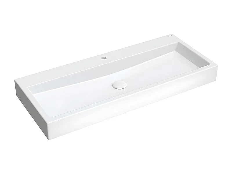 Vasque murale THASOS 100 x 42 cm blanc brillant  bonde de vidage incluse