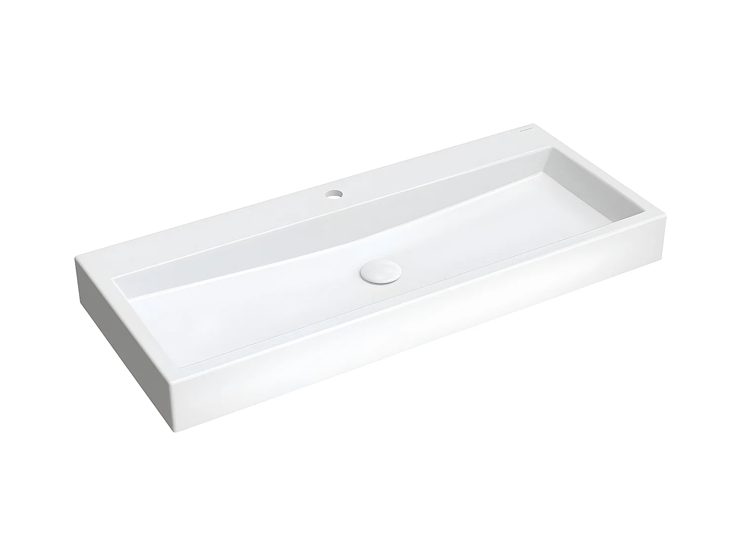 Vasque murale THASOS 100 x 42 cm blanc brillant  bonde de vidage incluse