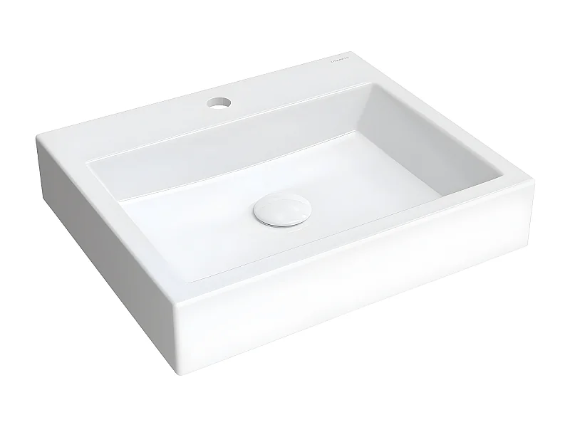 Vasque murale THASOS 50 x 42 cm blanc brillant bonde de vidage incluse