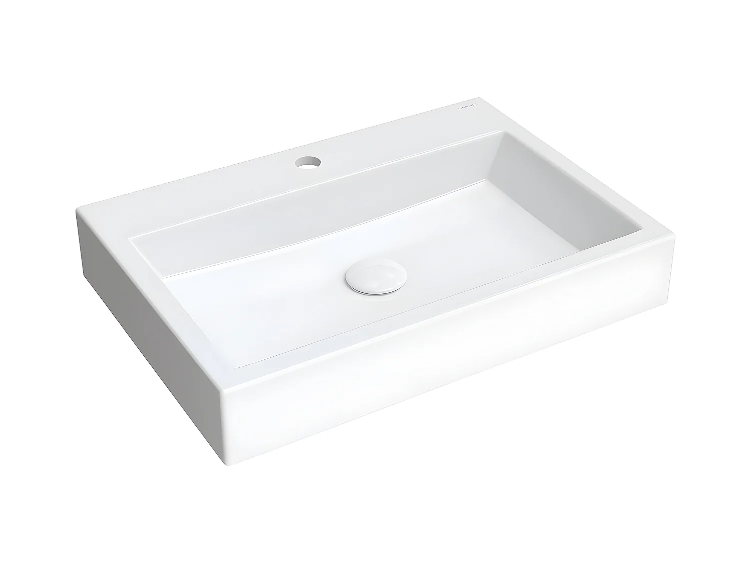 Vasque murale THASOS 60 x 42 cm blanc brillant bonde de vidage incluse