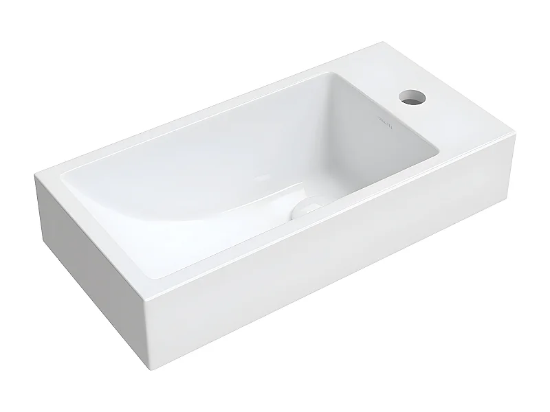 Vasque murale CORFU  50 x 25 cm blanc brillant bonde de vidage incluse