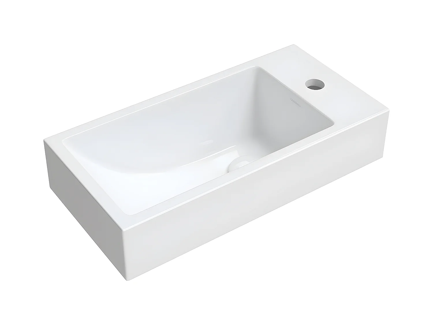 Vasque murale CORFU  50 x 25 cm blanc brillant bonde de vidage incluse