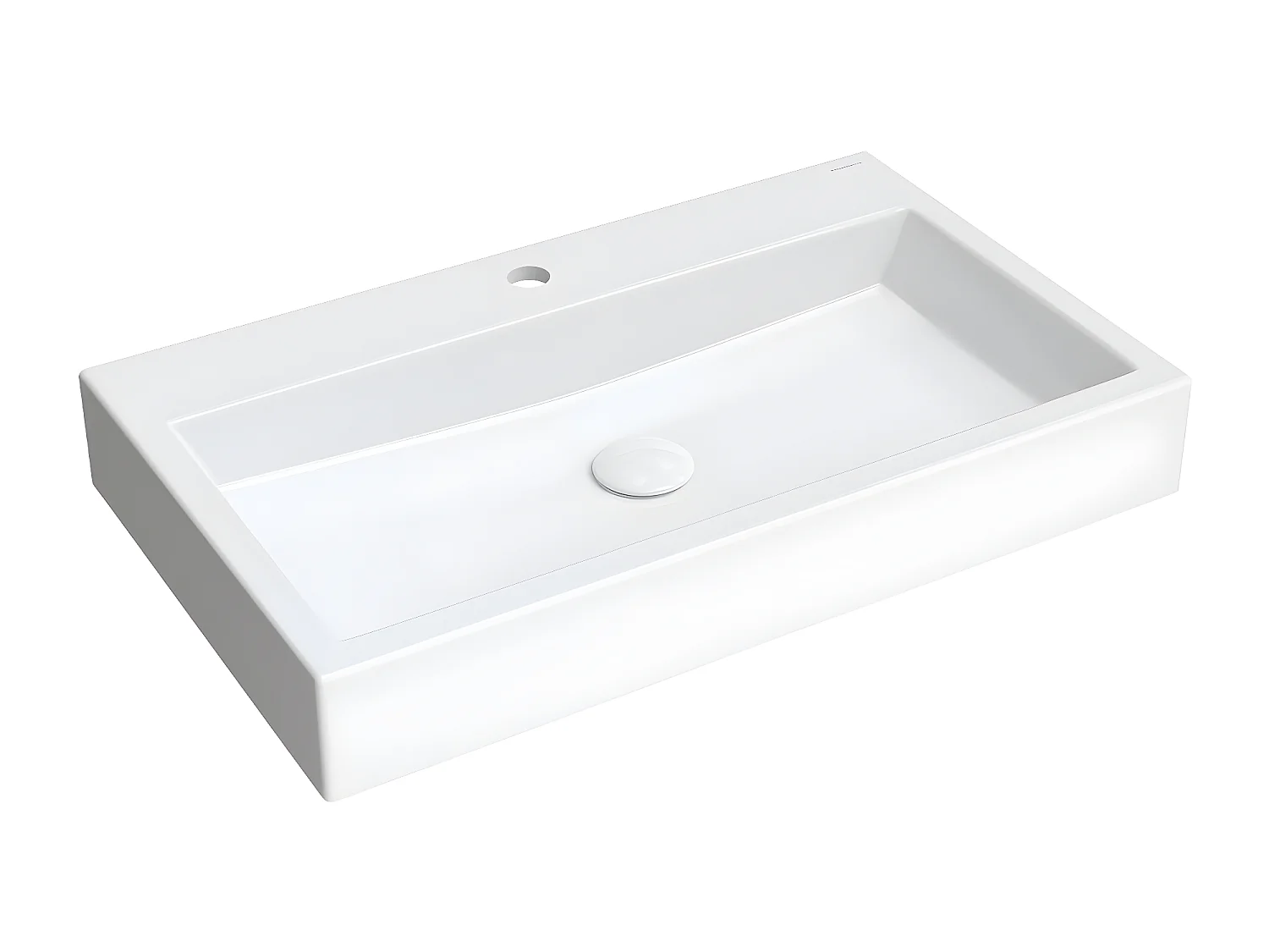 Vasque murale / à poser THASOS 70 x 42 cm blanc brillant bonde de vidage incluse