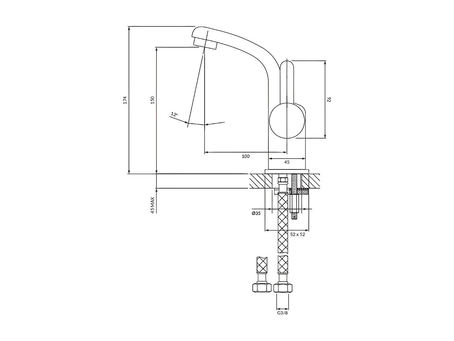 Mitigeur Lavabo Bas Darling, 17 Cm,  couleur : Noir