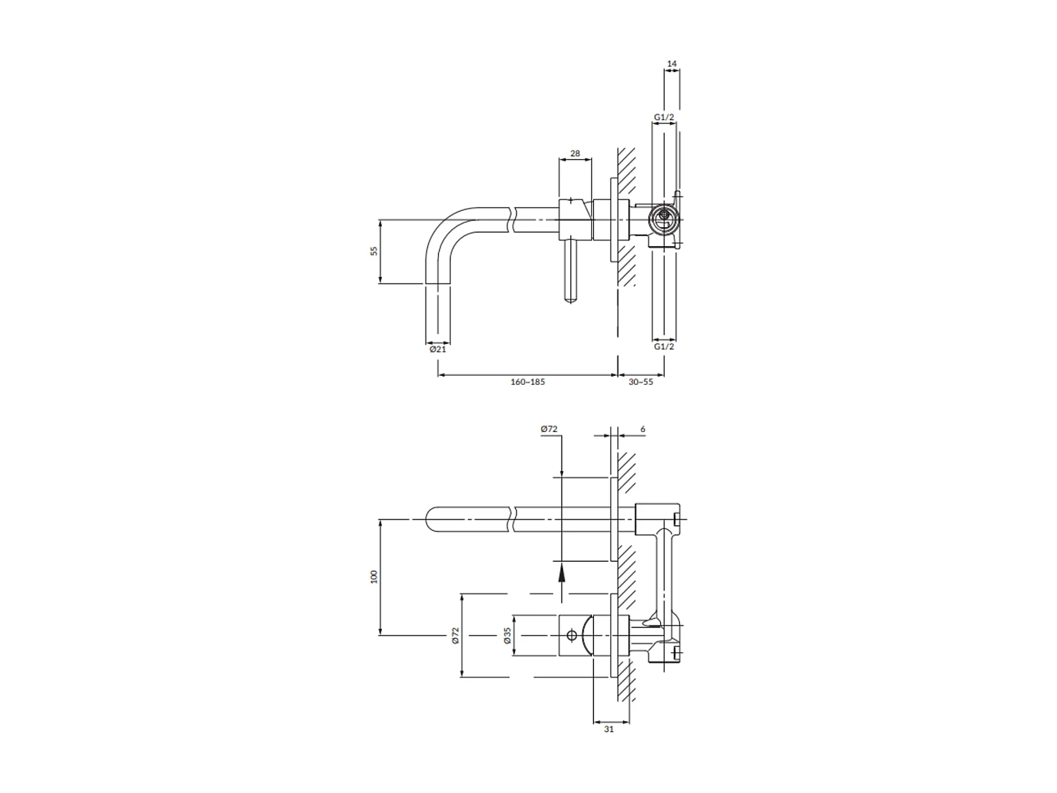 Mitigeur Lavabo Omnires collection Y copper brushed couleur : cuivre brossé
