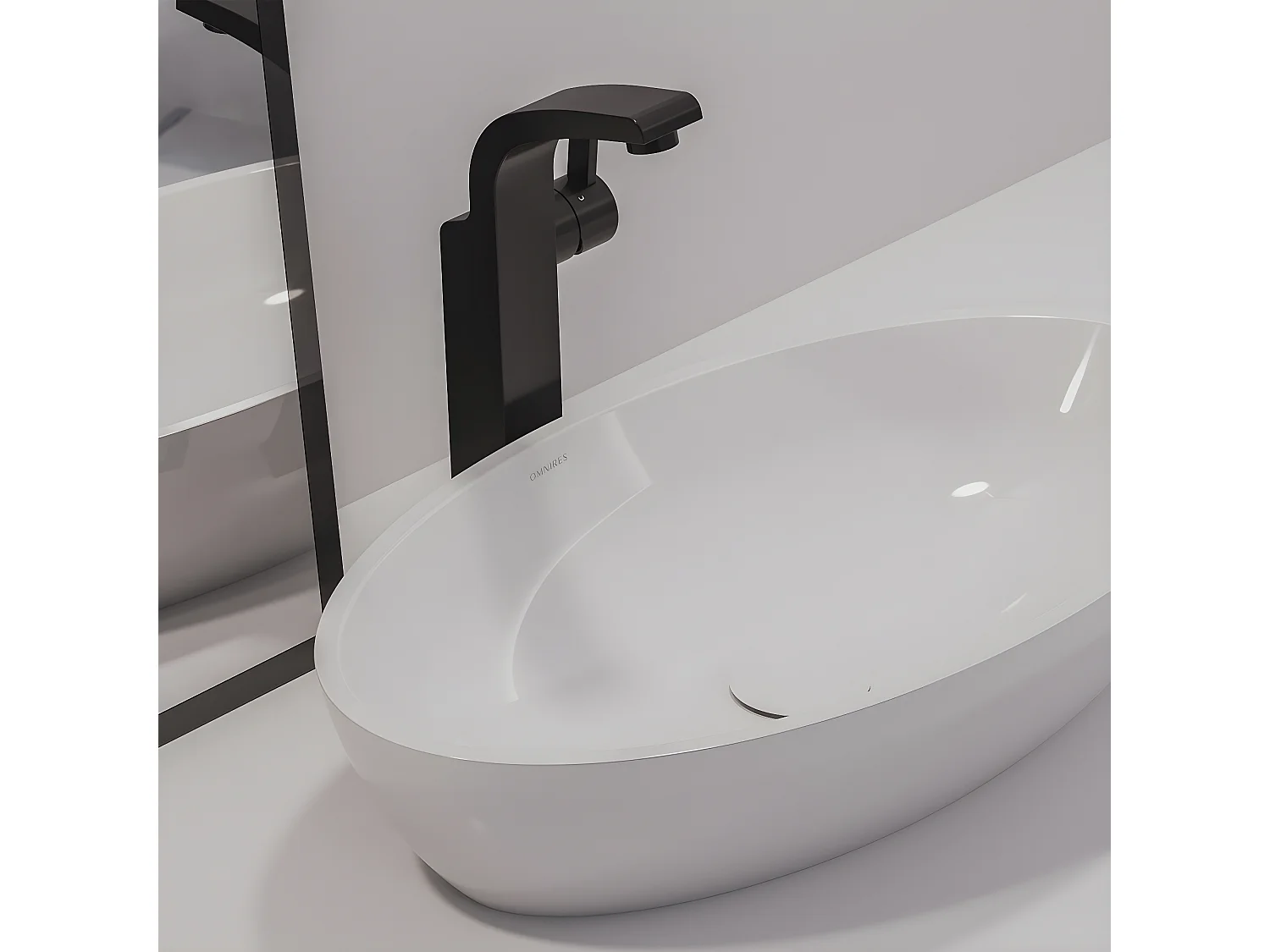 Vasque à poser SIENA  60 x 35 cm blanc brillant  bonde de vidage blanche incluse