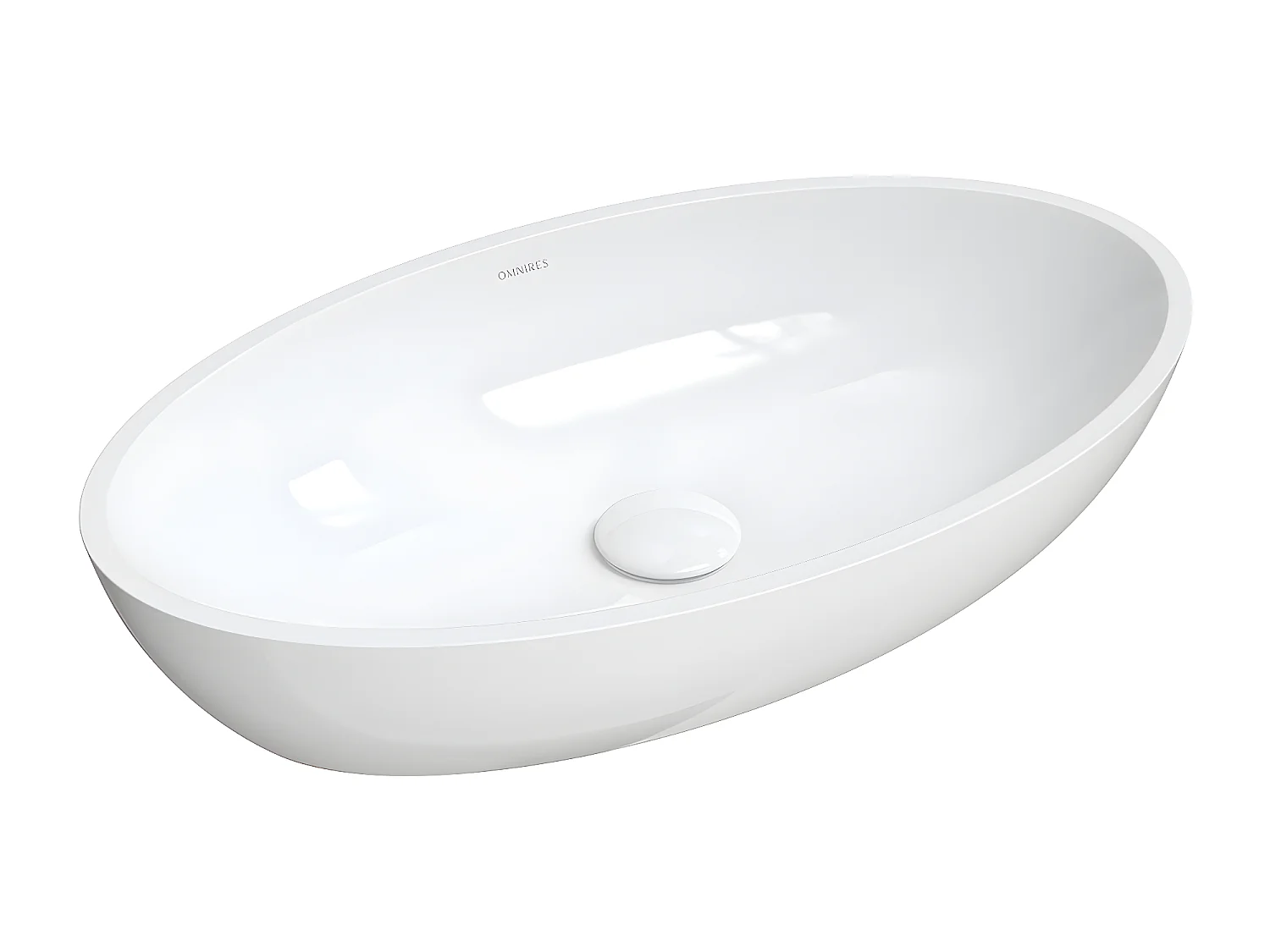 Vasque à poser SIENA  60 x 35 cm blanc brillant  bonde de vidage blanche incluse