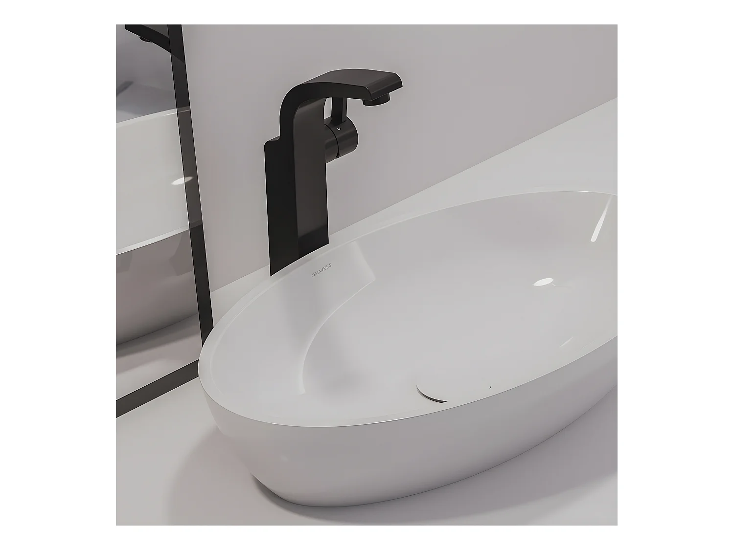 Vasque à poser SIENA  60 x 35 cm blanc brillant  bonde de vidage blanche incluse