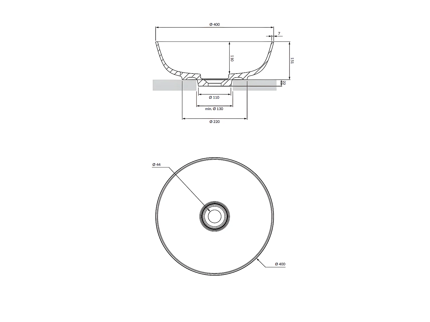 Vasque à poser SILK 40 cm  blanc mat  bonde blanche incluse
