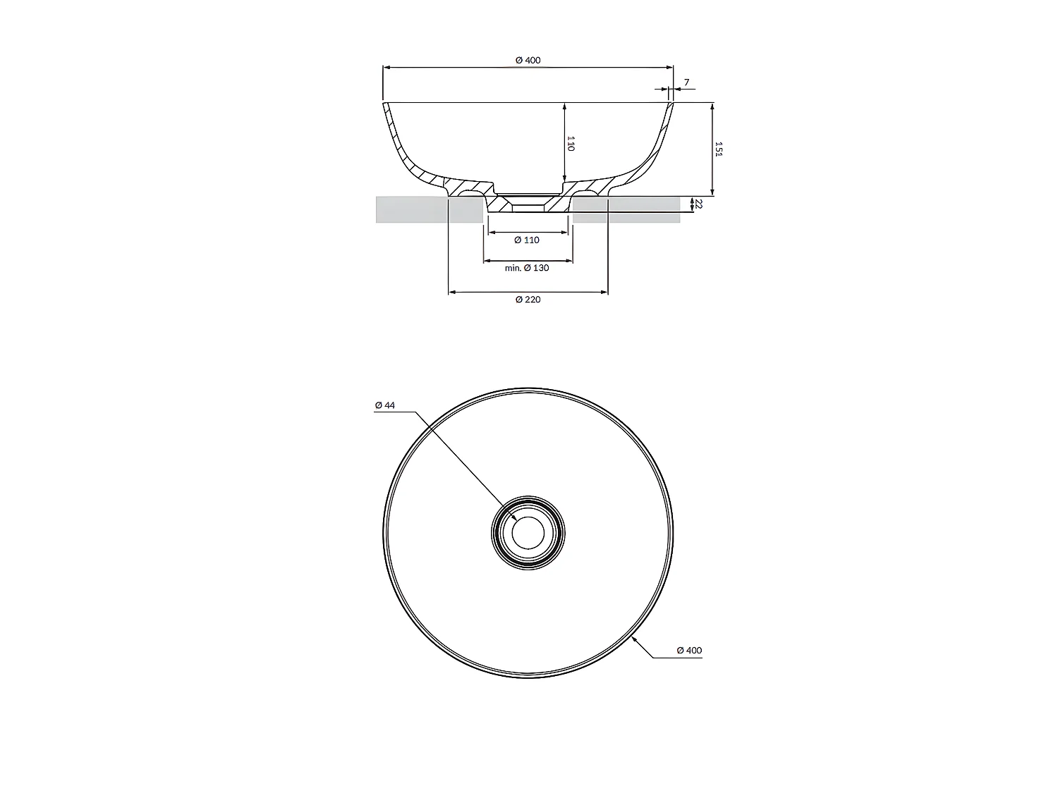 Vasque à poser SILK 40 cm  blanc mat  bonde blanche incluse
