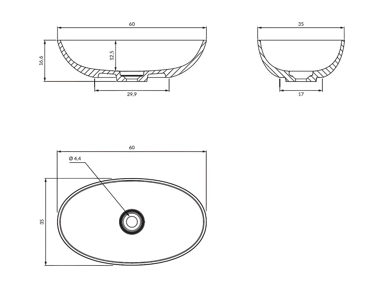 Vasque a poser noir mat SHELL M+ Black Lava 60 x 35 cm