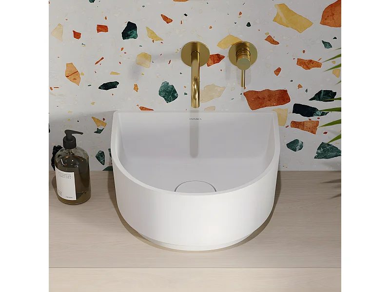 Vasque Cadence M + Vasque À Poser, 42 X 37 cm.couleur : Blanc Mat