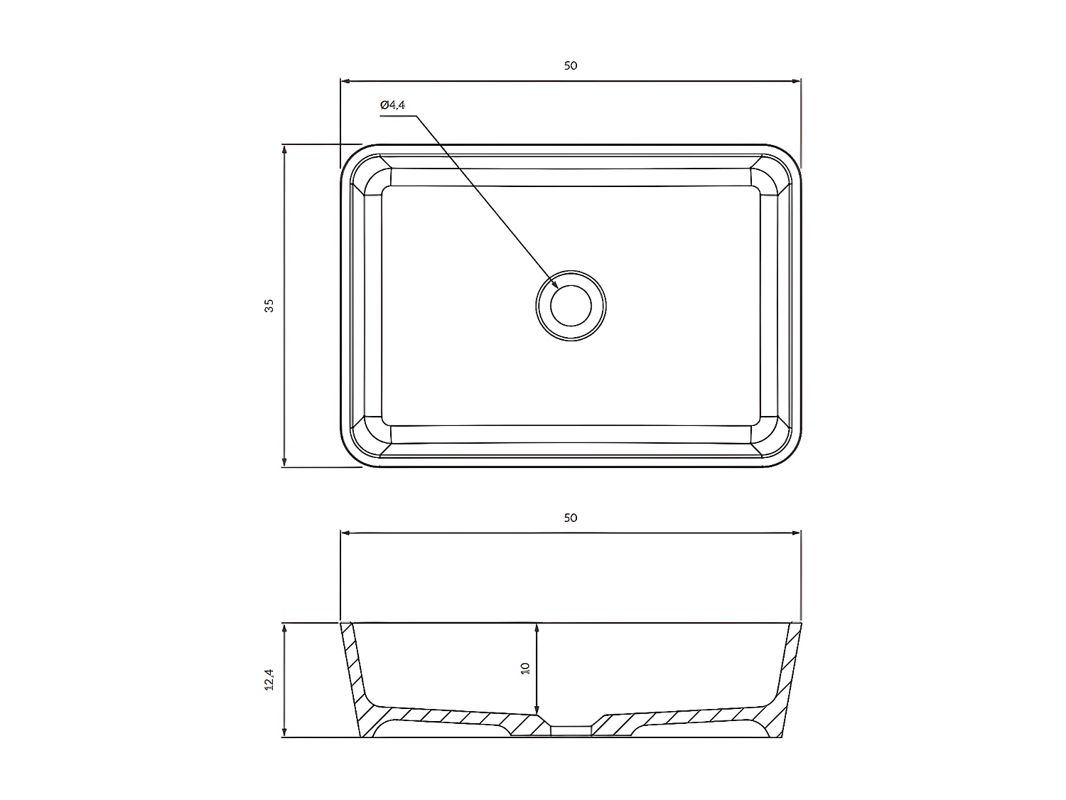 Vasque à poser PARMA 50 x 35 cm  blanc brillant bonde de vidage blanche incluse