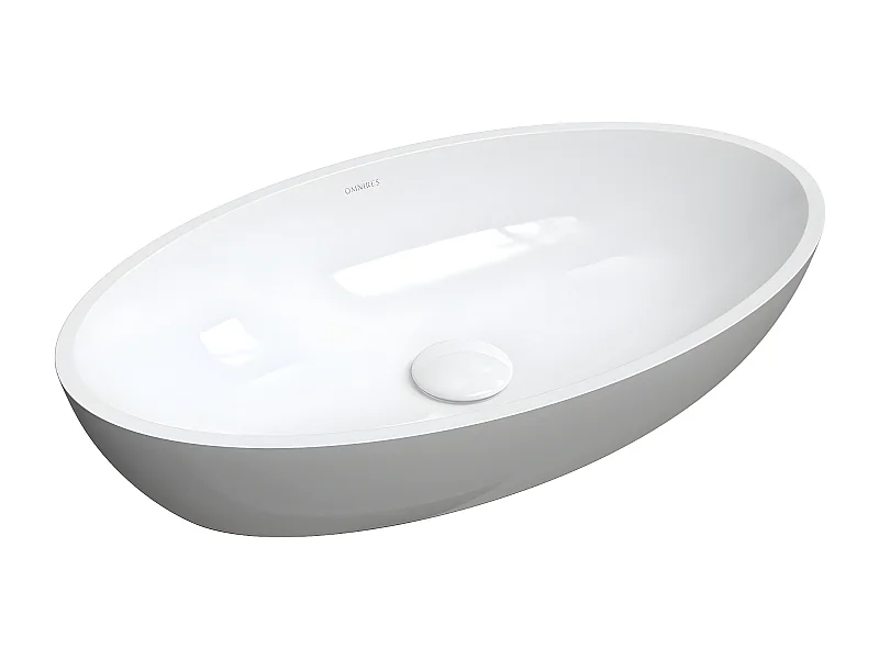 Vasque à poser SIENA GRIS  60 x 35 cm  blanc- gris brillant  bonde de vidage blanche incluse