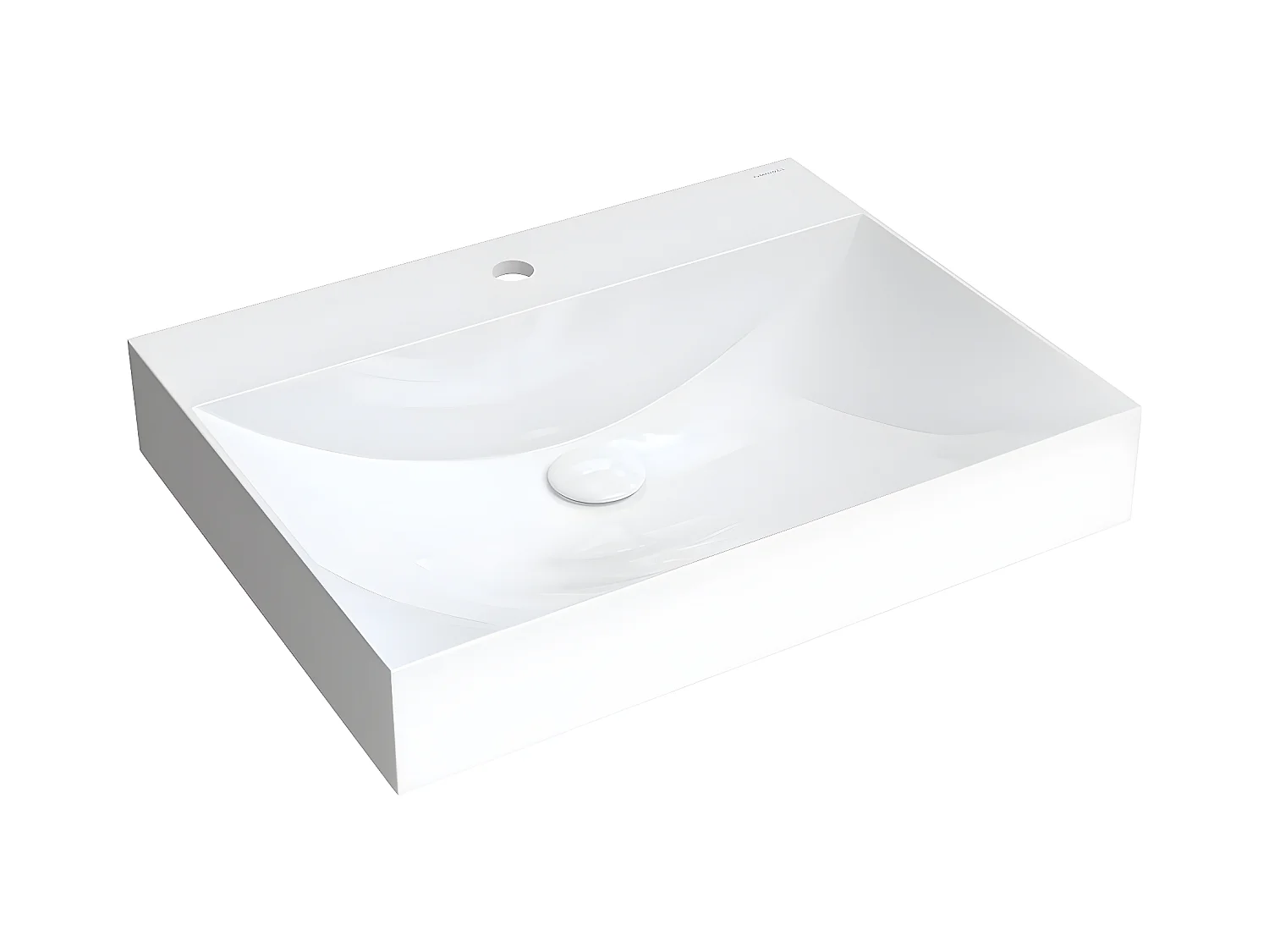 Vasque murale ou à poser NAXOS 60 x 46 cm blanc brillant bonde de vidage incluse