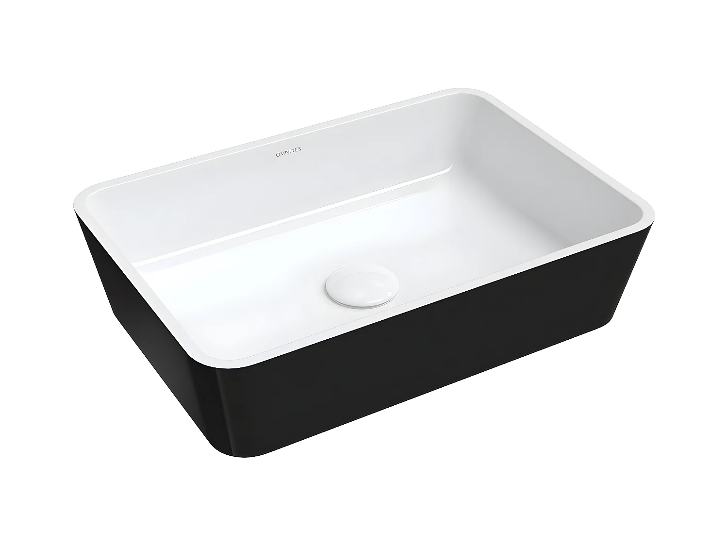 Vasque à poser PARMA 50 x 35 cm blanc-noir brillant bonde de vidage blanche incluse