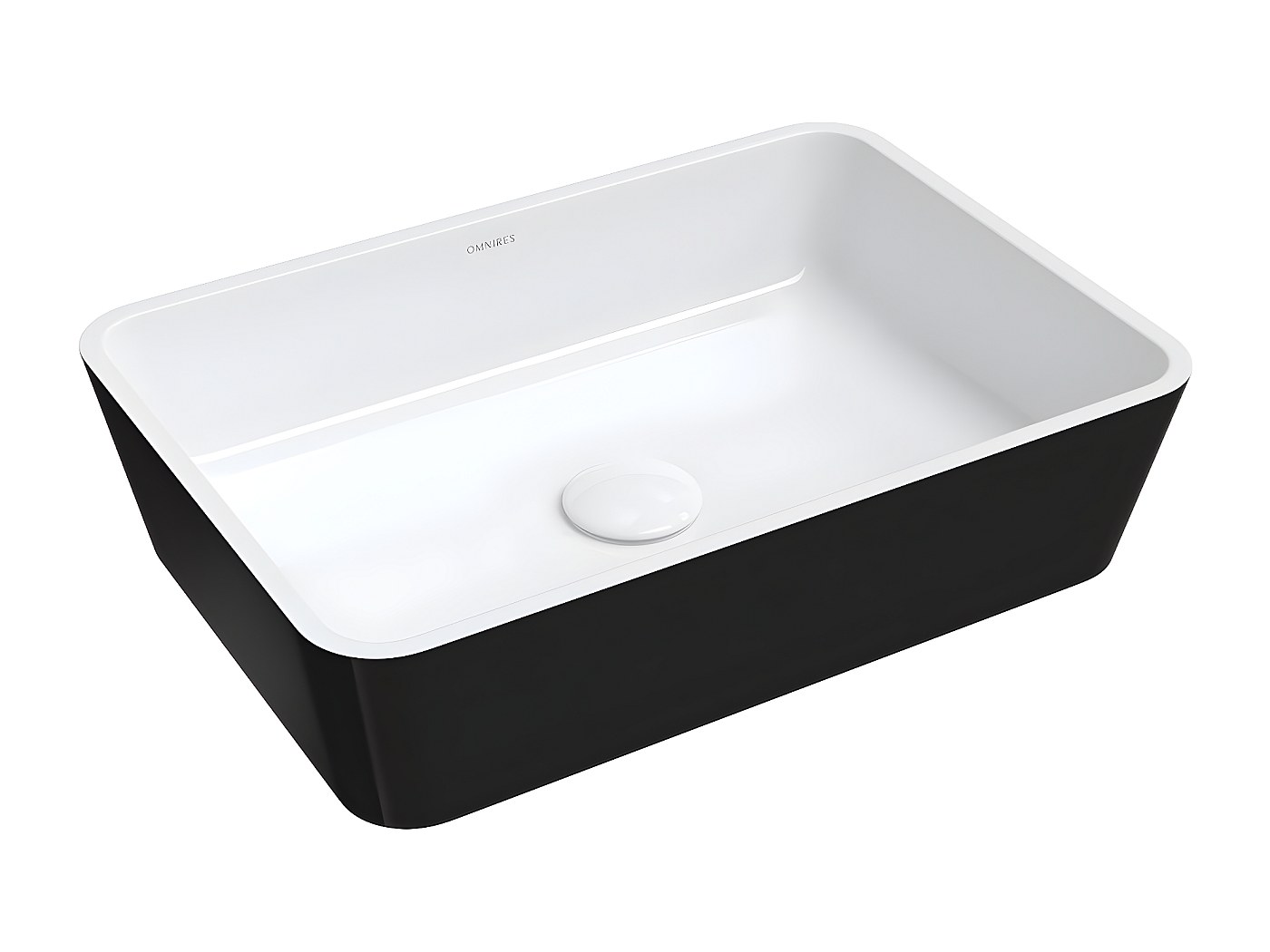 Vasque à poser PARMA 50 x 35 cm blanc-noir brillant bonde de vidage