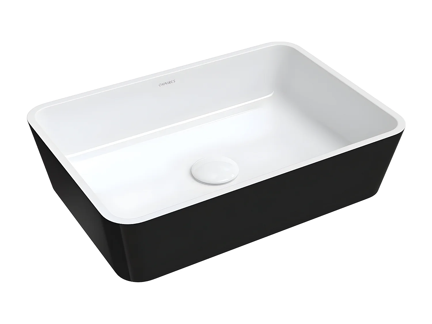 Vasque à poser PARMA 50 x 35 cm blanc-noir brillant bonde de vidage blanche incluse