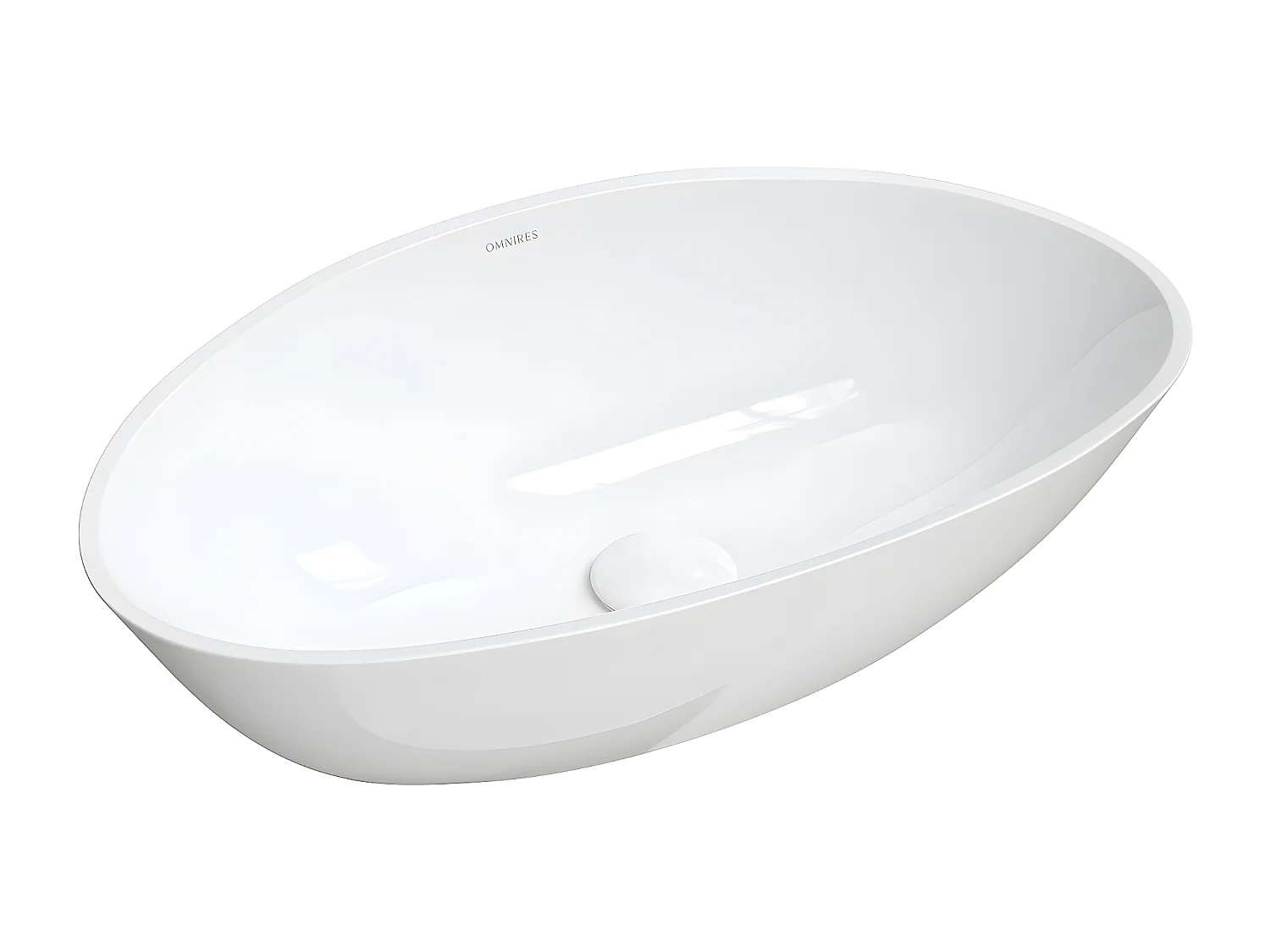 Vasque à poser BARCELONA  60 x 36 cm  blanc brillant  bonde de vidage blanche incluse