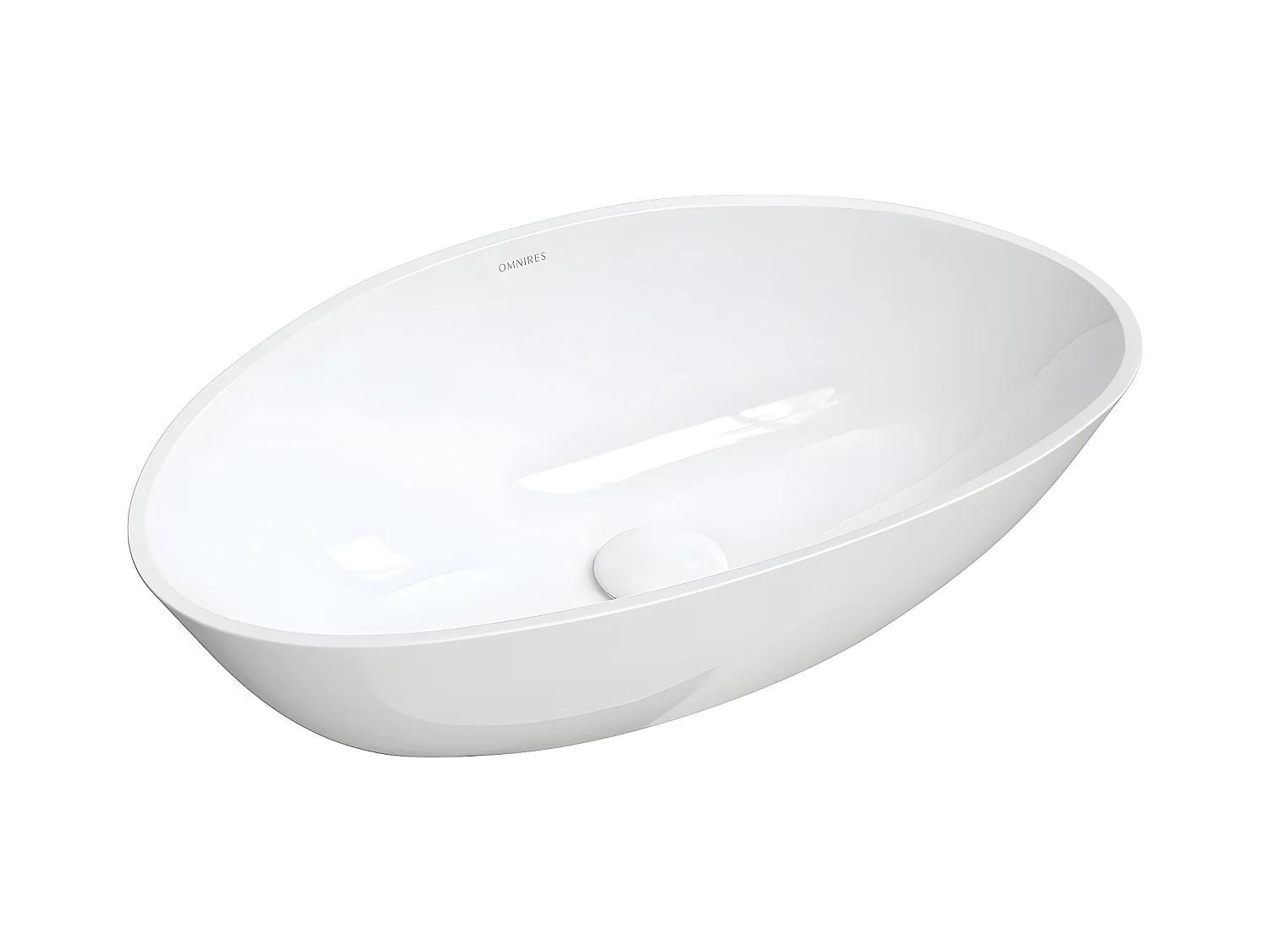 Vasque à poser BARCELONA  60 x 36 cm  blanc brillant  bonde de vidage blanche incluse