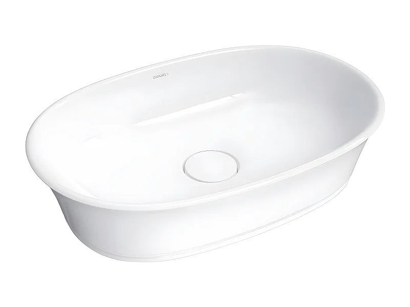 Vasque à poser, 61 x 40 cm CLASSIC blanc brillant bonde de vidage incluse