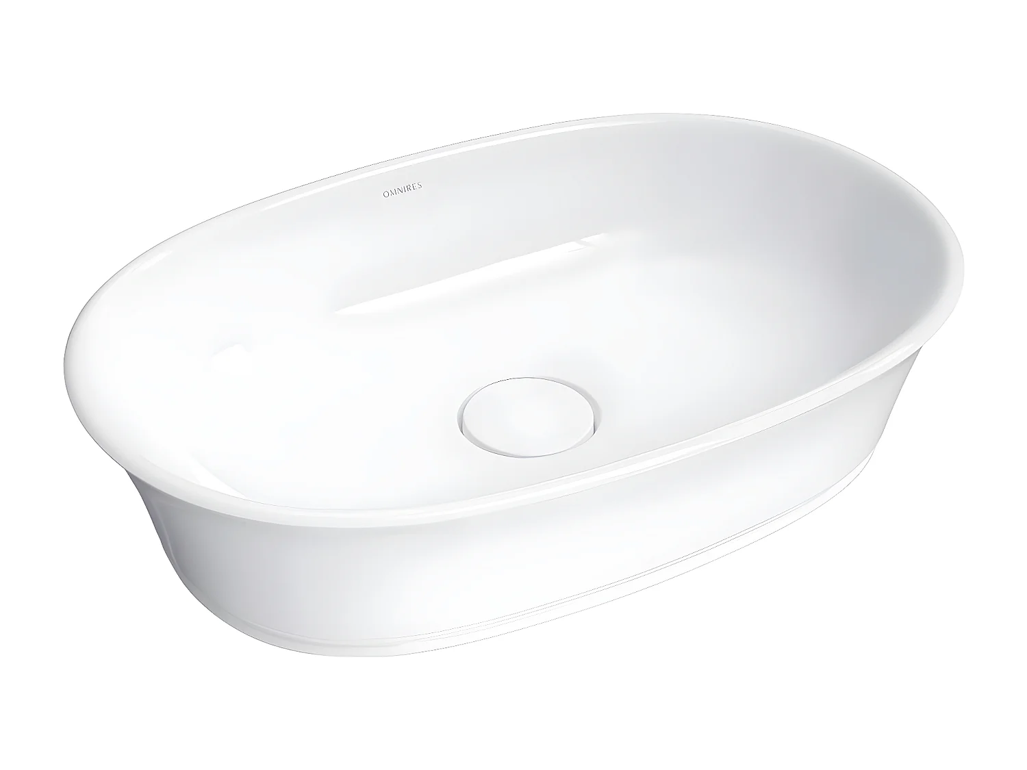 Vasque à poser, 61 x 40 cm CLASSIC blanc brillant bonde de vidage incluse