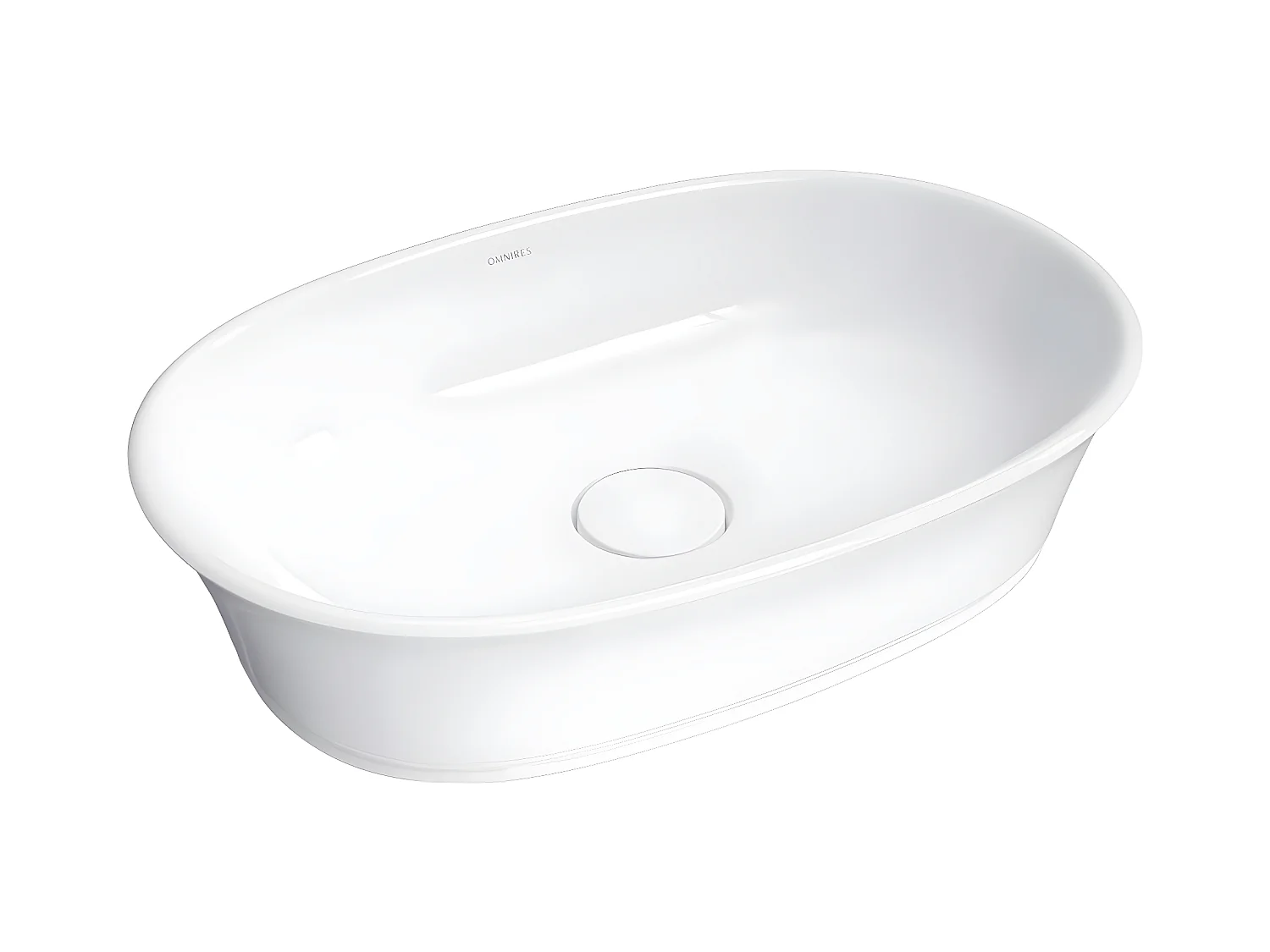 Vasque à poser, 61 x 40 cm CLASSIC blanc brillant bonde de vidage incluse