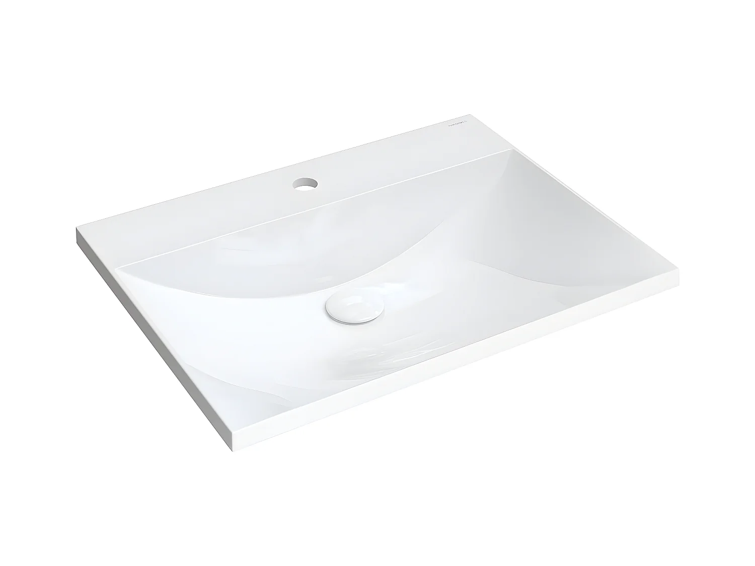 Vasque 60 x 46 cm blanc brillant bonde de vidage incluse