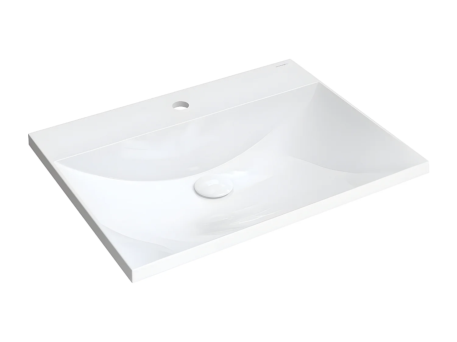 Vasque 60 x 46 cm blanc brillant bonde de vidage incluse